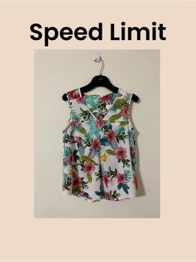 Speed Limit Sleeveless Tropical Blouse Size XL